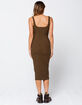 SKY AND SPARROW Ribbed Olive Bodycon Midi Dress image number 3
