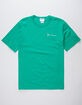 CHAMPION Embroidered Script Logo Green Mens T-Shirt image number 1