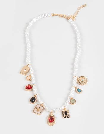 FULL TILT Butterfly/Heart Pearl Charm Necklace Primary Image