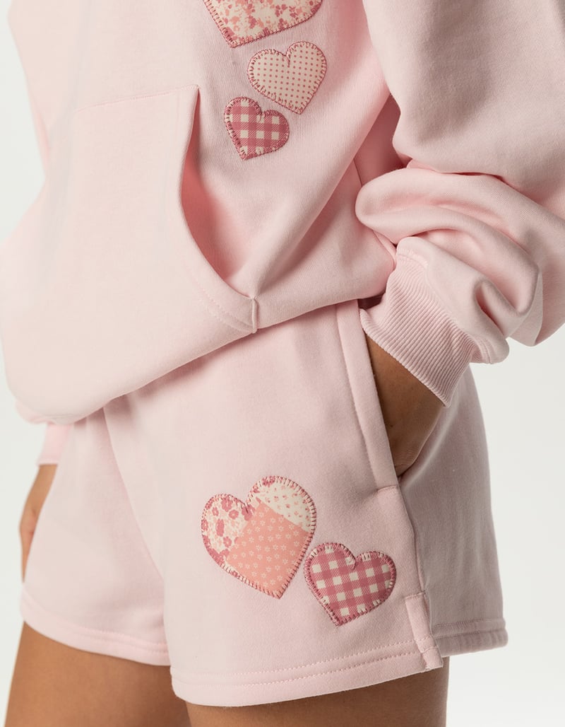 FULL TILT Heart Applique Womens Sweat Shorts image number 1