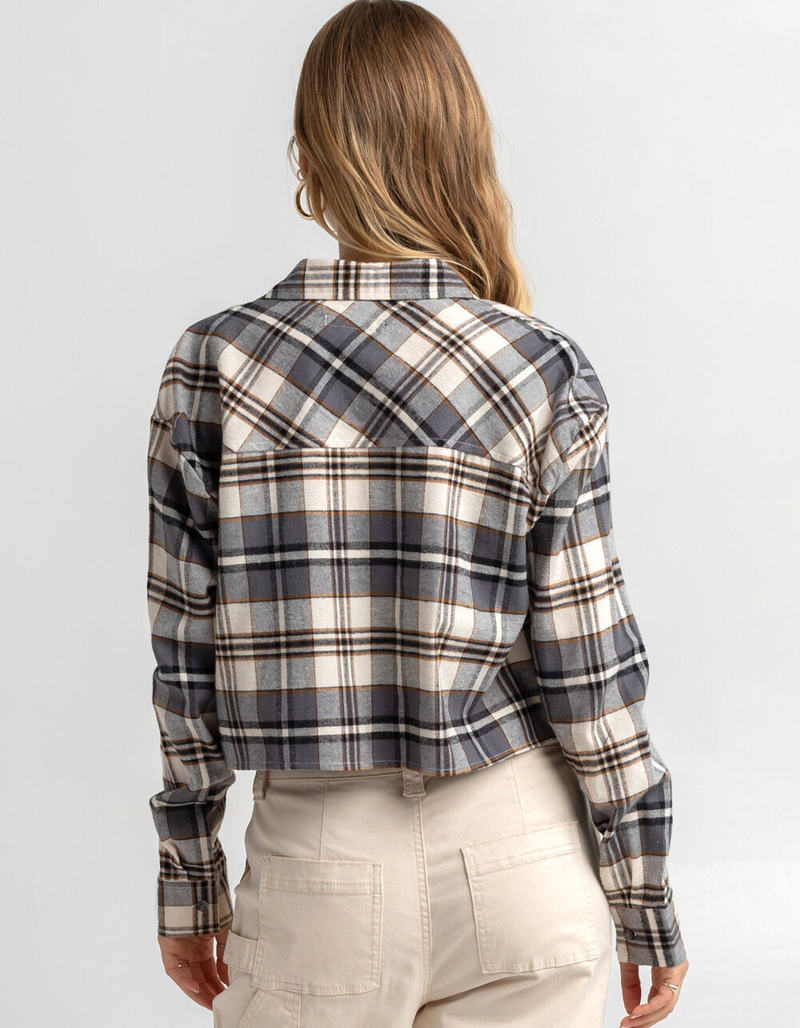 RSQ Plaid Womens Crop Flannel Shirt image number 2