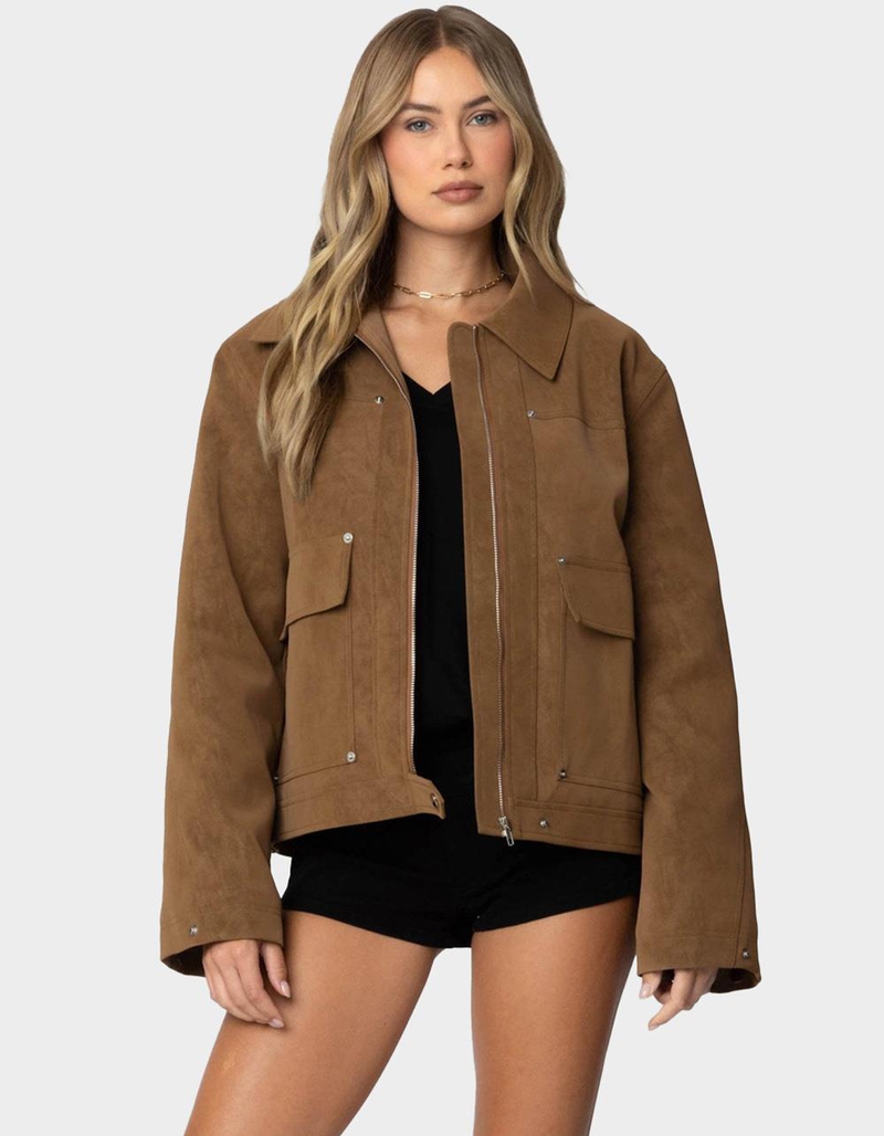 EDIKTED Annabelle Oversized Faux Suede Jacket image number 0