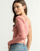 WEST OF MELROSE Heart On My Sleeve Womens Mauve One Shoulder Top image number 3