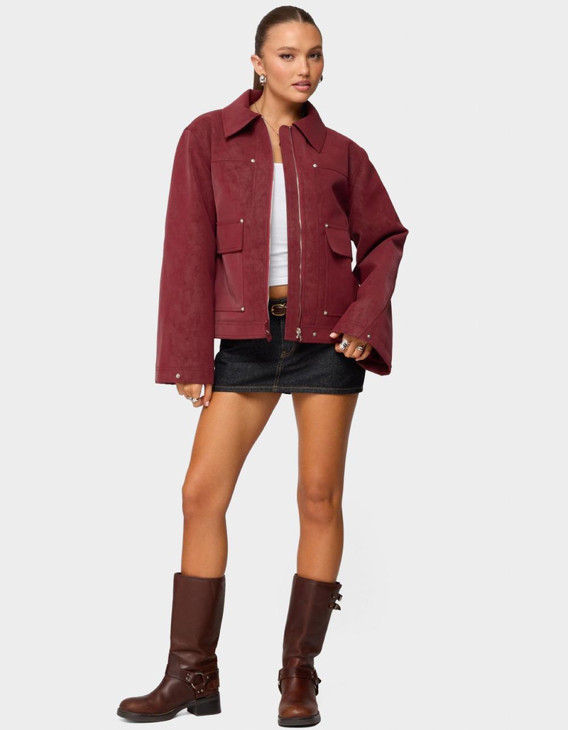 EDIKTED Annabelle Oversized Faux Suede Jacket image number 3