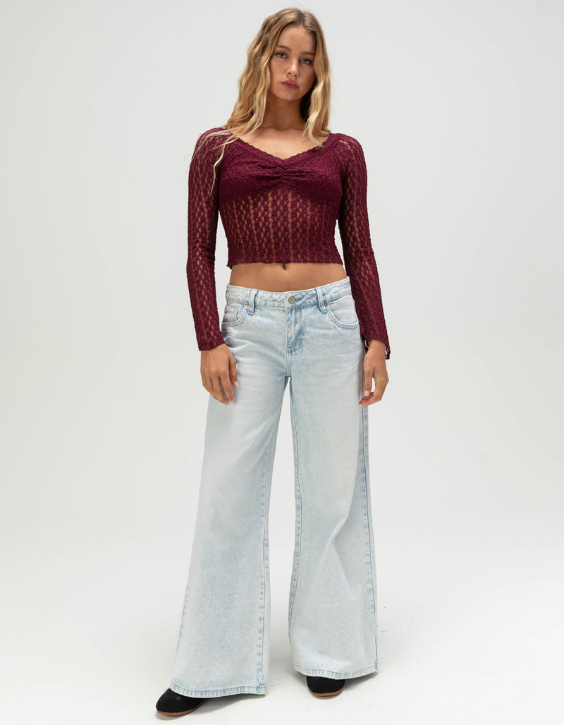 FULL TILT Womens Off The Shoulder Lace Top image number 1