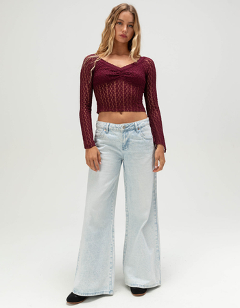 FULL TILT Womens Off The Shoulder Lace Top Alternative Image