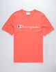 CHAMPION Champion Script Embroidered Papaya Mens T-Shirt image number 1