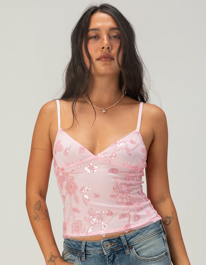 JUST POLLY Womens Sparkle Cami image number 0