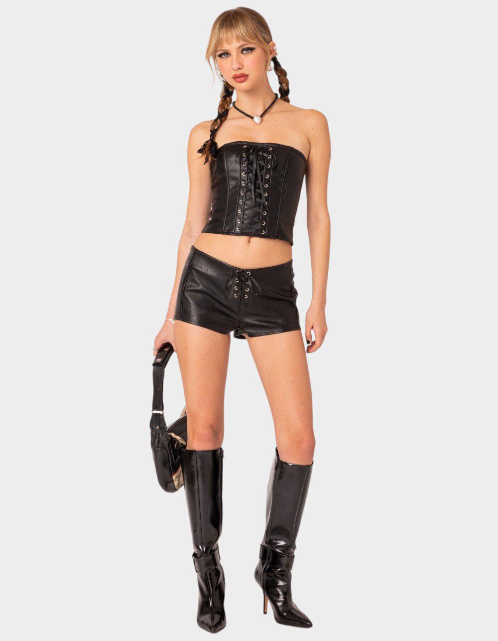 【e／s】 FAUX LEATHER SHORT セットアップ 01-22-