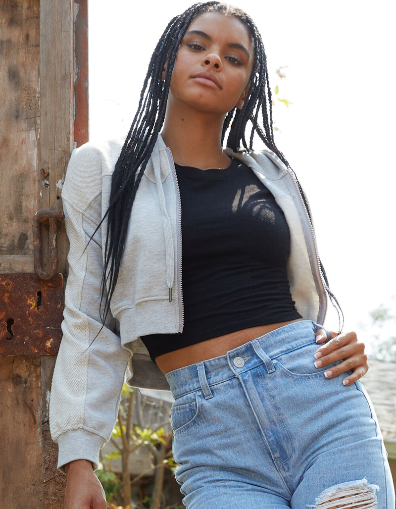 RSQ Womens Cropped Zip Up Hoodie image number 0