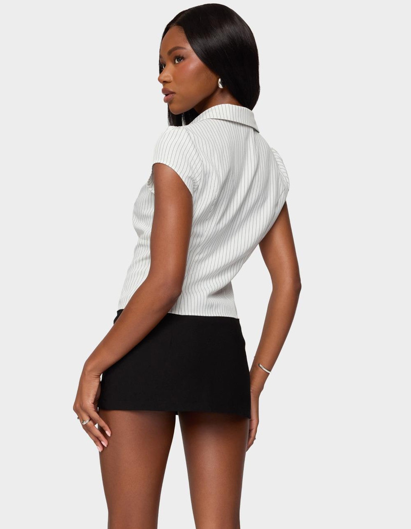 EDIKTED Juney Pinstripe Tailored Button Up Shirt image number 2