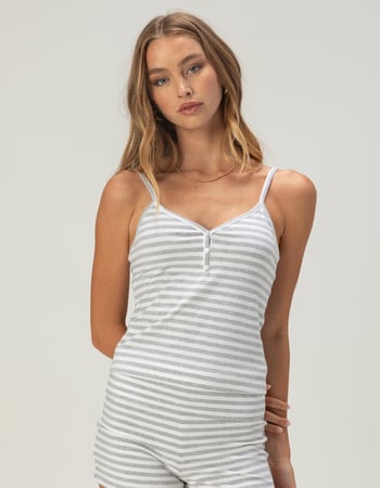 FULL TILT Stripe Henley Womens Tank Top Primary Image
