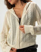 RSQ Womens Open Knit Zip-Up Hooded Sweater image number 5