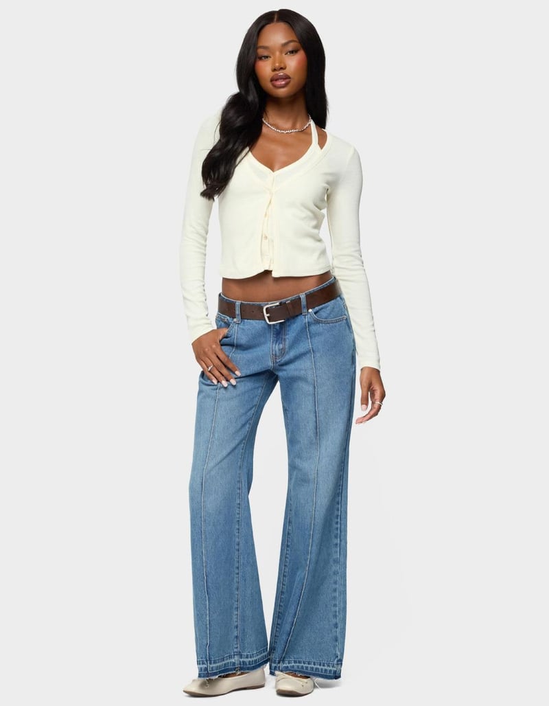 EDIKTED Cardigan & Halter Two Piece Knit Top image number 3