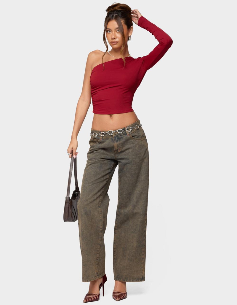 EDIKTED Mila Asymmetric Backless One Shoulder Top image number 4