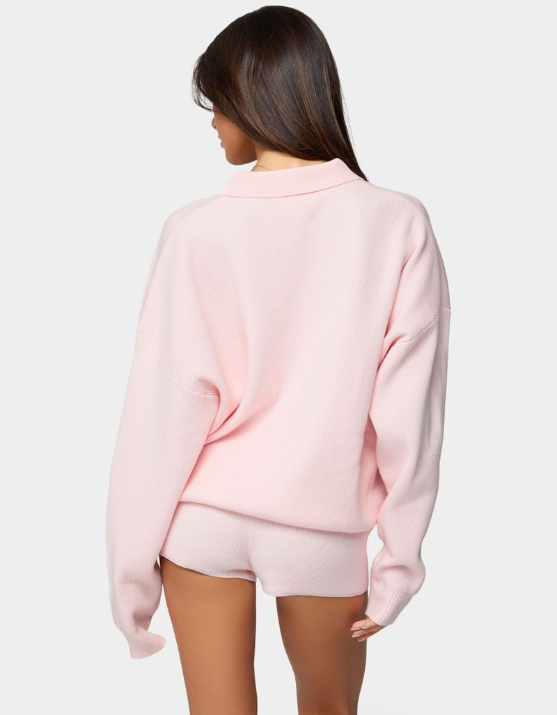 EDIKTED Lorie Oversized Knit Polo Sweater image number 2