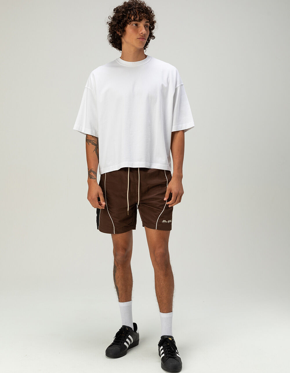 LIRA Mens Nylon Pieced Shorts - BLACK/BROWN - M | Tillys