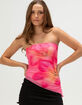 MADDEN GIRL Womens Mesh Floral Asymmetrical Tube Top image number 1