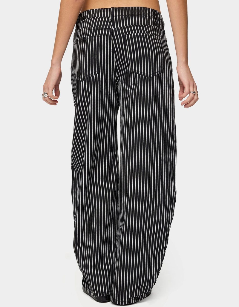 EDIKTED Pinstripe Low Rise Barrel Leg Jeans image number 2