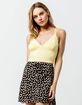 DESTINED Ribbed Empire Waist Yellow Womens Crop Tank Top image number 3