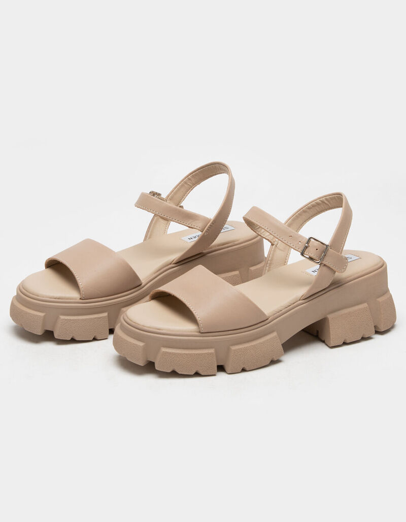 STEVE MADDEN Tazia Womens Tan Leather Sandals - TAN - 410534412
