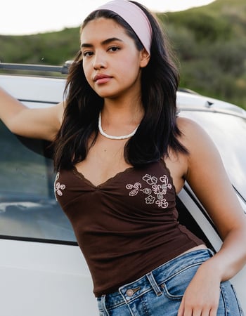 FULL TILT Womens Beaded Tank Top Primary Image