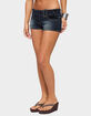 EDIKTED Kelce Belt Stretchy Denim Micro Shorts image number 2