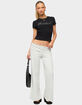 EDIKTED Petite Reeva Polka Dot Foldover Pants image number 5