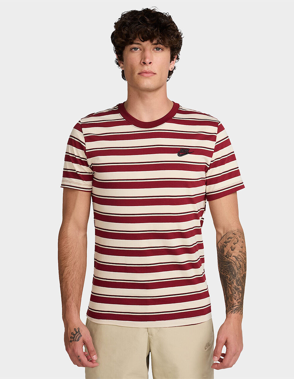 海外【NIKE】 Club Mens Stripe Tee NIKE Club Mens Stripe Tee - MAROON | Tillys