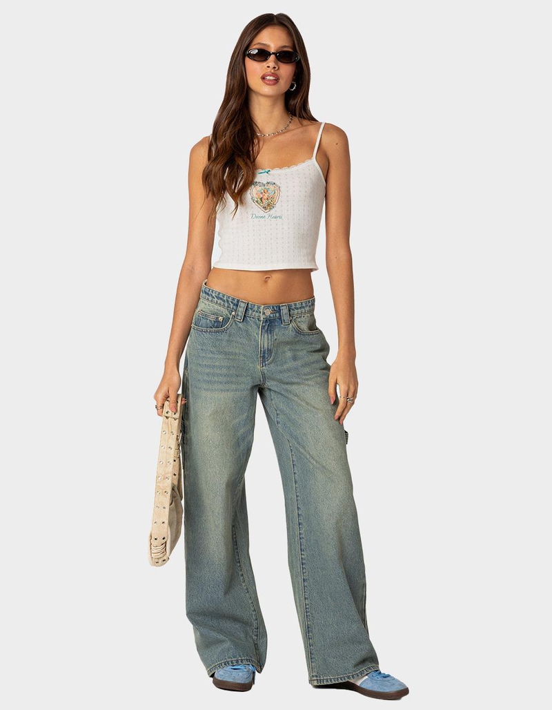 EDIKTED Divine Hearts Pointelle Womens Tank Top image number 1