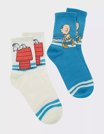 PEANUTS Charlie Brown & Snoopy 2 Pack Womens Crew Socks Primary Image
