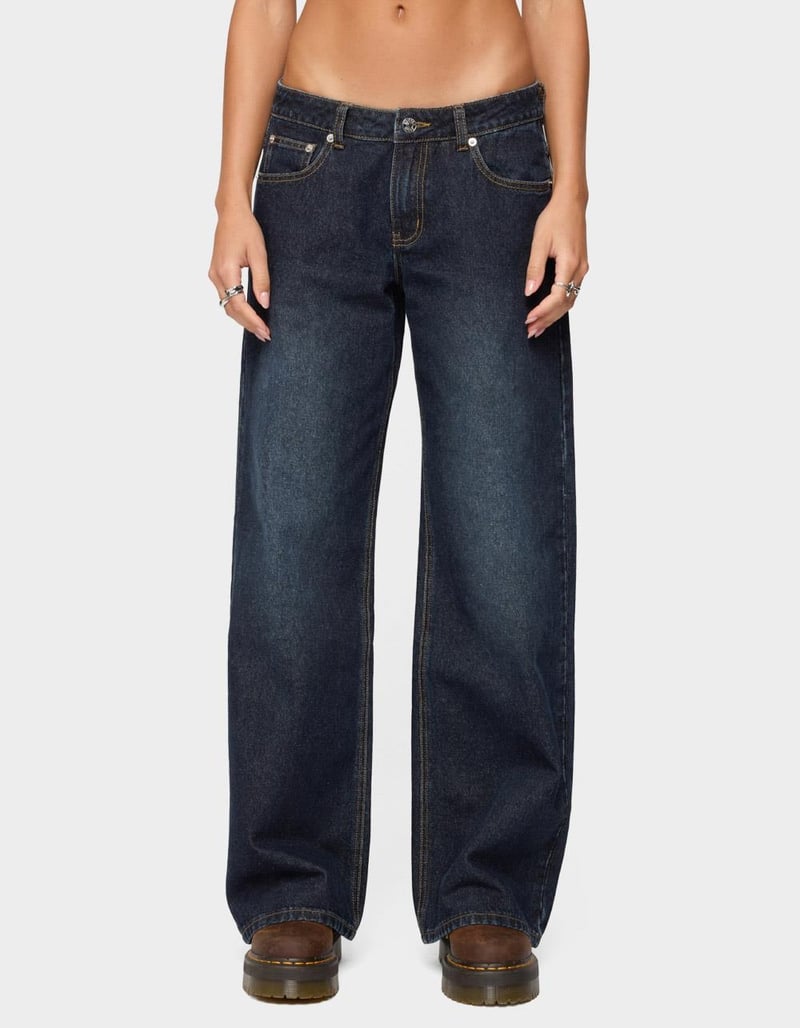 EDIKTED Raelynn Washed Low Rise Baggy Jeans image number 0