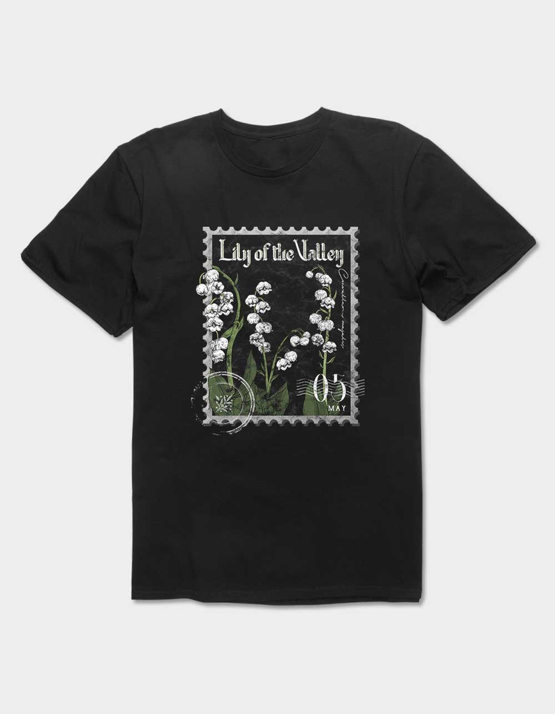 LILY May Birth Flower Distressed Unisex Tee image number 0