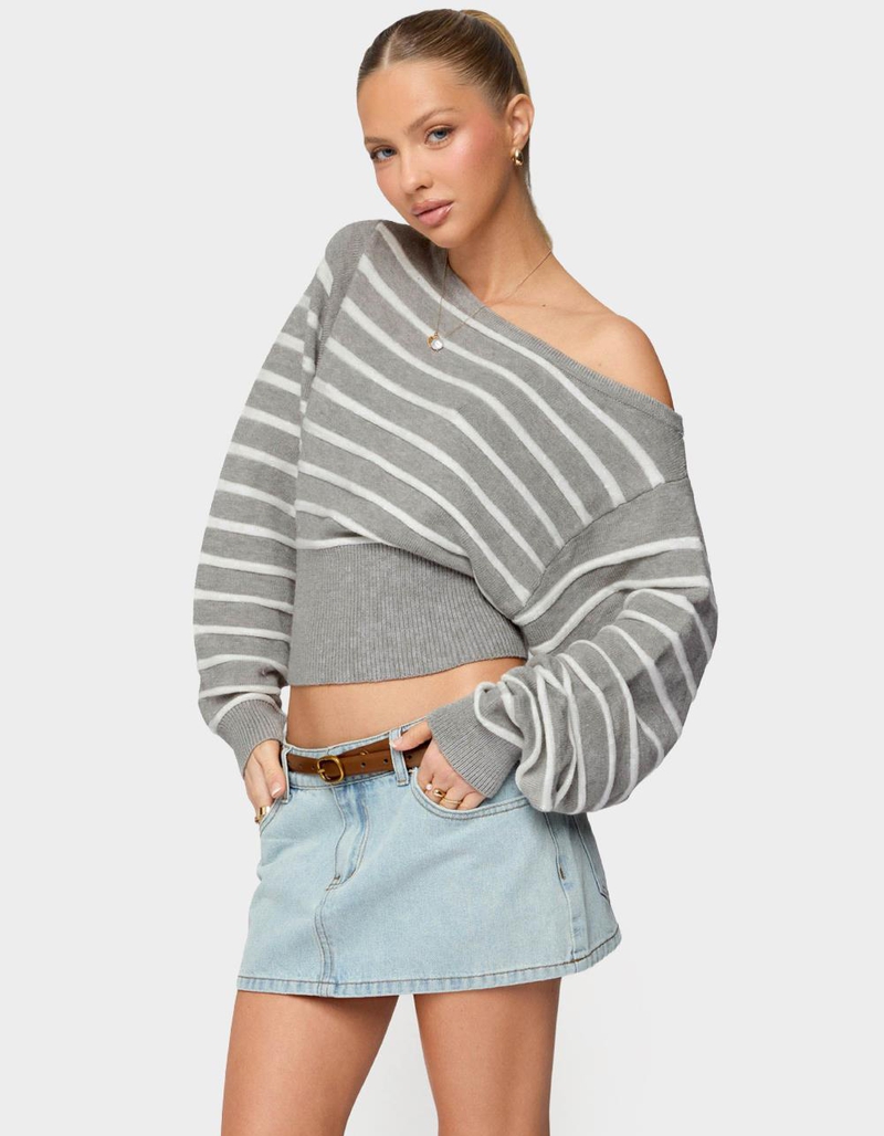 EDIKTED Mika Off Shoulder Oversized Sweater image number 1
