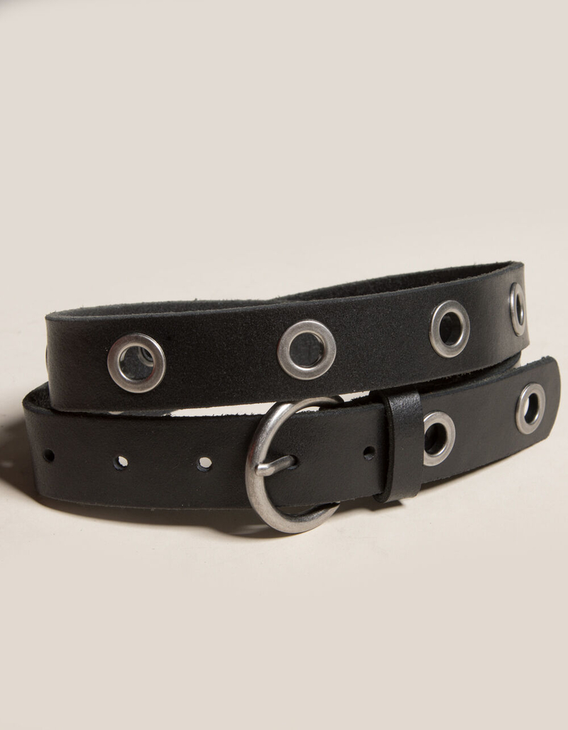 Grommet Black Leather Belt image number 0