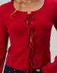 FULL TILT 3 Tie Front Womens Pointelle Cardigan image number 3