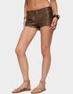 EDIKTED Grommet Faux Leather Micro Shorts image number 1