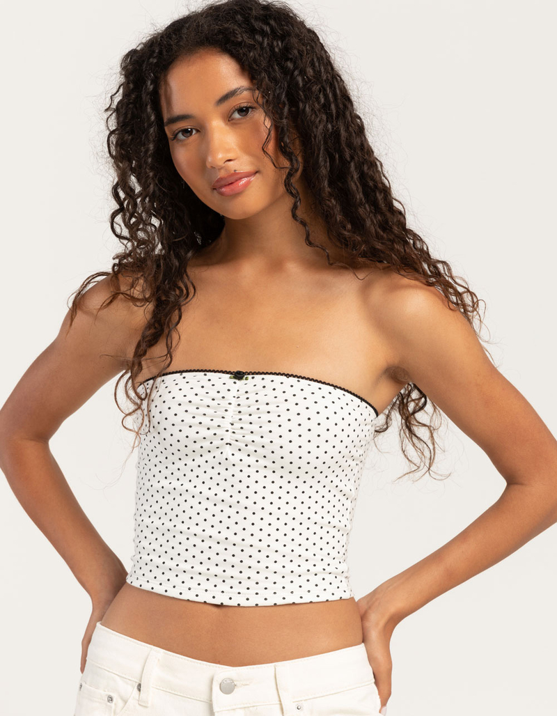 FULL TILT Dot Print Womens Cinch Tube Top image number 3