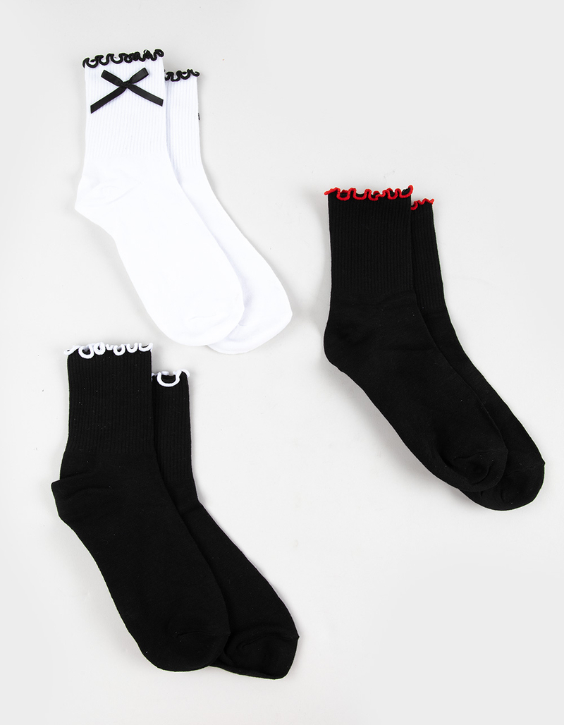 FULL TILT 3 Pack Ruffle & Bow Womens Socks image number 0