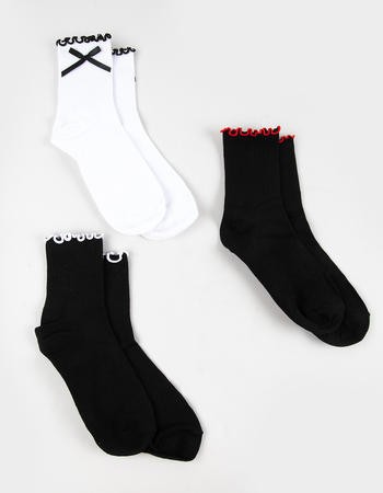 FULL TILT 3 Pack Ruffle & Bow Womens Socks Primary Image