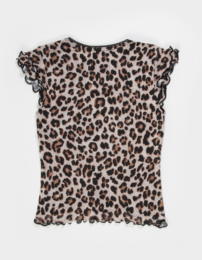 FULL TILT Leopard Mesh Bow Girls Top image number 2