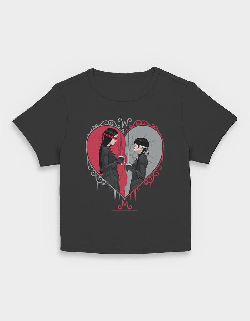 WEDNESDAY Face To Face Heart Womens Baby Tee image number 0