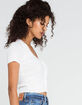WEST OF MELROSE Knit Wit Ribbed Button Front Womens White Top image number 2