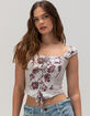 WEST OF MELROSE Floral Lace Tie Front Womens Top image number 1