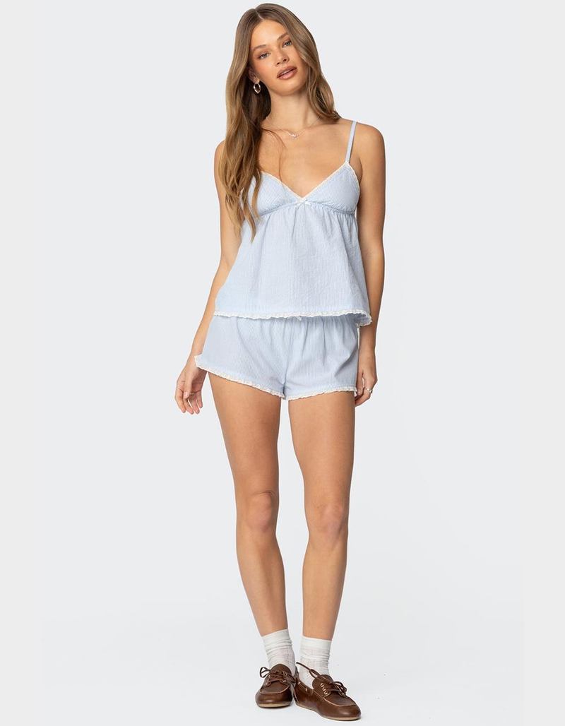 EDIKTED Danna Pinstripe Babydoll Tank Top image number 1