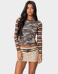 EDIKTED Camo & Stripe Long Sleeve Tee image number 1