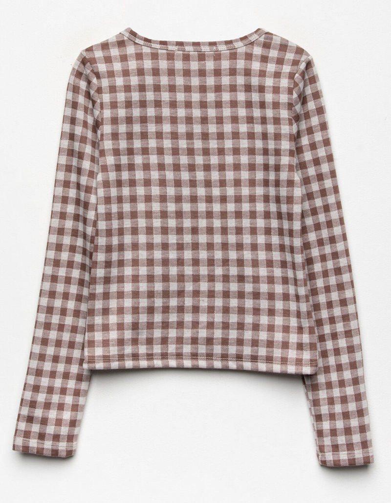 FULL TILT Gingham Girls Button Front Cardigan image number 1
