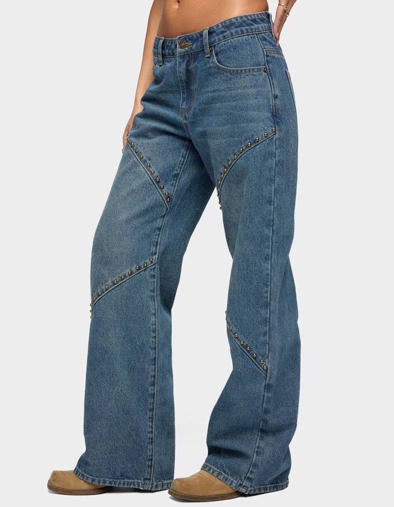 EDIKTED Charla Stud Low Rise Baggy Jeans image number 1