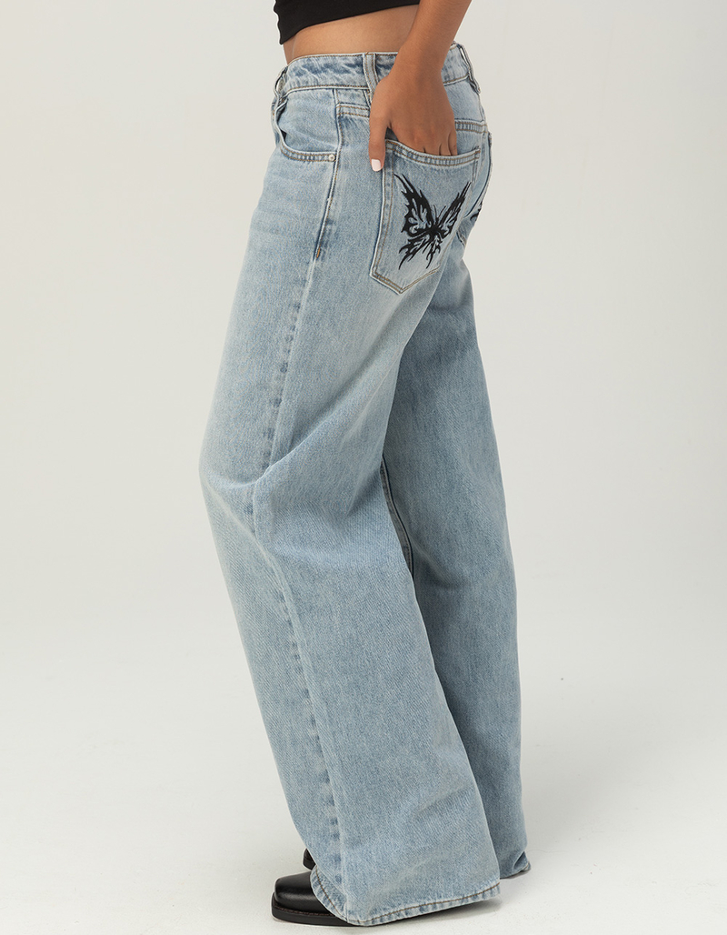 RSQ Womens Low Rise Original Baggy Embroidered Jeans image number 3