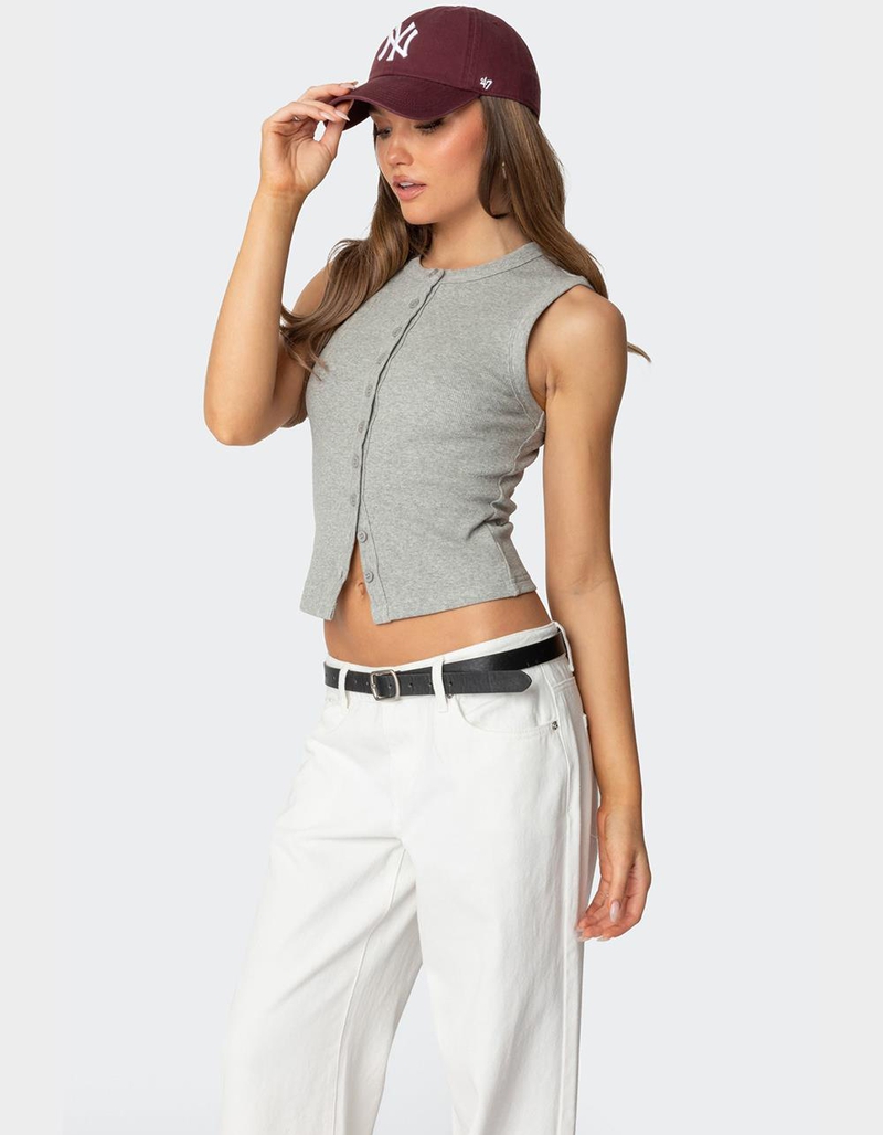 EDIKTED Basel Button Up Tank Top image number 3